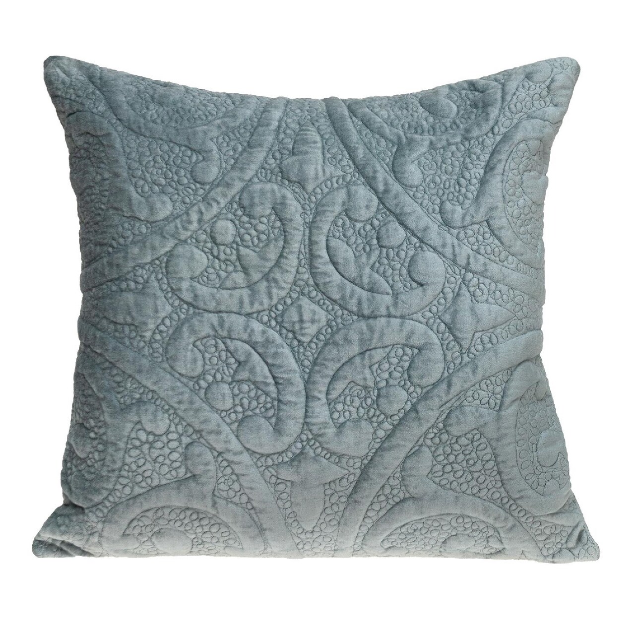 Nassau Collection 20" Gray / Sea Foam Transitional Quilted Throw Pillow